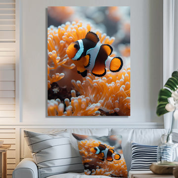 Orange white coral clown fish Marvel - Coral Bedroom Wall Art